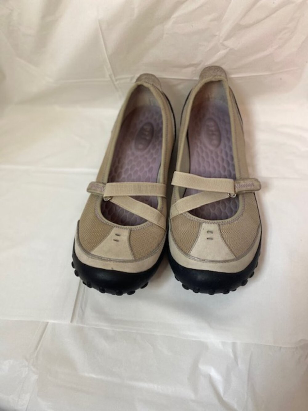 Privo by Clarks Women's Acacia Suede Mesh Mary Jane Flats Taupe Size 8.5M
